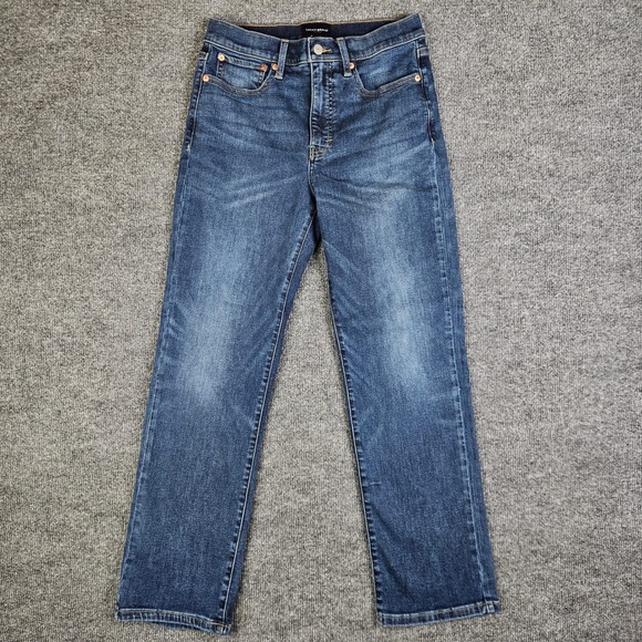 Lucky Brand Zoe High Rise Straight Jeans Women's 10 /30R Dark Wash Stretch Blue - Picture 1 of 9